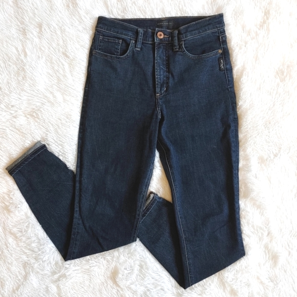 Silver || Calley Skinny Jean, Size 27, Medium Dark Denim